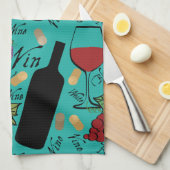 Linge De Cuisine Amateurs de vin Motif personnalisé (Quart Plié)