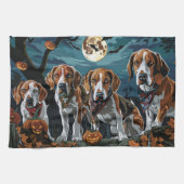 Linge De Cuisine Américain Anglais Foxhound Halloween Éffrayant (Horizontal)