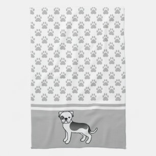 Linge De Cuisine American Bulldog à taches noires avec motif de pat