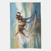 Linge De Cuisine American Engligh Foxhound Beach Surfing Paining (Vertical)