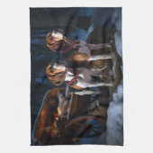 Linge De Cuisine American English Foxhound Snowy Sleigh Noël (Vertical)