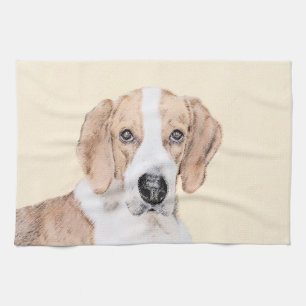 Linge De Cuisine American Foxhound Painting - Joli art original chi