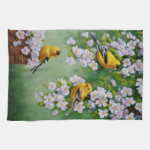 Linge De Cuisine American Goldfinches & Pink Apple Blossings (Horizontal)