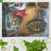 Linge De Cuisine American Staffordshire Snowy Sleigh Noël (Plié)