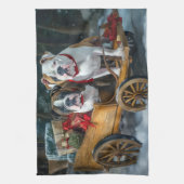 Linge De Cuisine American Staffordshire Snowy Sleigh Noël (Vertical)