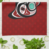 Linge De Cuisine Amérindien Rouge Blanc Noir Haida Kitty (Plié)