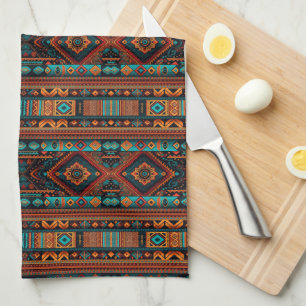 Linge De Cuisine Amérindiens Motifs Boho Culture Arts Abstraits