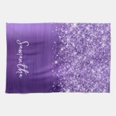Linge De Cuisine Améthyste Pailletée Violet Glam Nom (Horizontal)