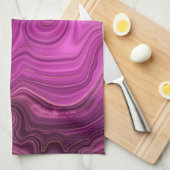 Linge De Cuisine Améthyste Violet Et Agate Abstrait Or (Quart Plié)