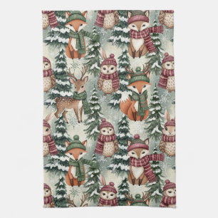 Linge De Cuisine Amis de la forêt hivernale – Animaux mignons (1)