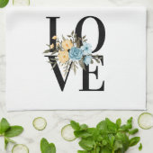 Linge De Cuisine Amour Avec Fleurs Design (Plié)