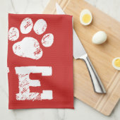 Linge De Cuisine AMOUR avec l'empreinte de patte de chien (Quart Plié)