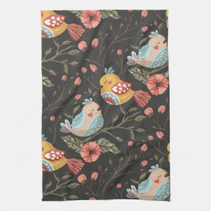 Linge De Cuisine Amour Boho Birds Plan Floral