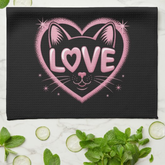 Linge De Cuisine Amour de chat scintillant (Plié)