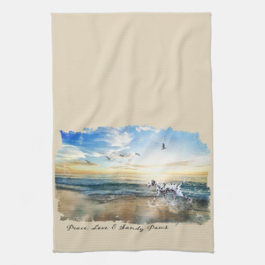 Linge De Cuisine Amour de paix et pattes de Sandy dalmatiennes (Vertical)