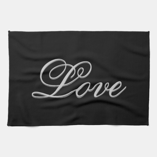 Linge De Cuisine Amour Gris Noir Sophistiqué (Horizontal)