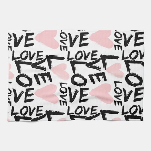 Linge De Cuisine Amour moderne (Horizontal)