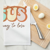 Linge De Cuisine Amour Rétro Comme Jésus (Quart Plié)