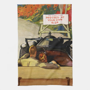 Linge De Cuisine Amour Vintage, Route Fermée Procédez à Vos Propres