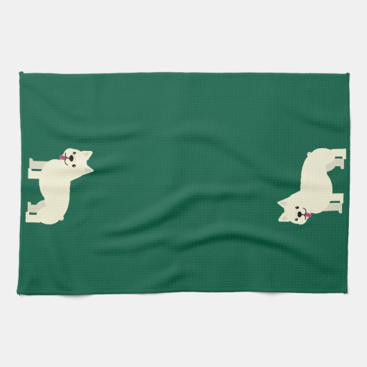 Linge De Cuisine Amoureux de Frenchie Vert (Horizontal)