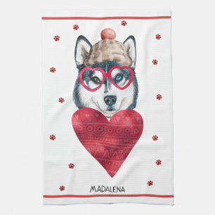Linge De Cuisine Amoureux des chiens de pattes personnalisées Valen