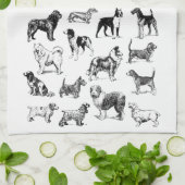 Linge De Cuisine Amoureux des chiens noir et blanc (Plié)