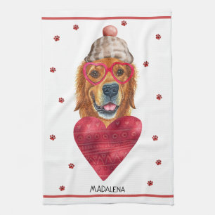 Linge De Cuisine Amoureux des chiens personnalisé Valentine cadeau 