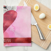 Linge De Cuisine Amoureux des chiens rose orange Saint Bernard (Quart Plié)