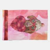 Linge De Cuisine Amoureux des chiens rose Valentine Cadeau Brown Da (Horizontal)