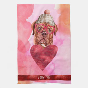 Linge De Cuisine Amoureux des chiens rose Valentine Cadeau Français