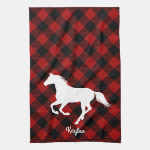 Linge De Cuisine Amoureux du cheval de Buffalo Plaid