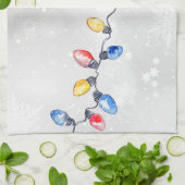 Linge De Cuisine Ampoules de Noël, Lumières à cordes, Vacances (Plié)