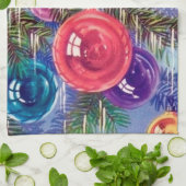 Linge De Cuisine ampoules de Noël rétro vintage (Plié)