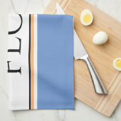 Linge De Cuisine Amusant Bleu clair Cuisine Blanc FLOUR Racing Stri (Quart Plié)