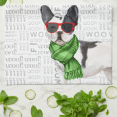 Linge De Cuisine Amusant chien Boston Terrier Noël (Plié)