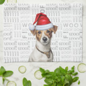 Linge De Cuisine Amusant chien de vacances Jack Russell Noël (Plié)