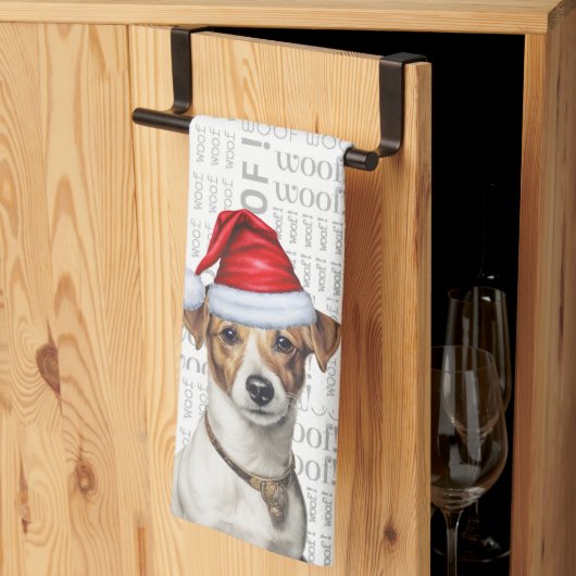 Linge De Cuisine Amusant chien de vacances Jack Russell Noël (Pliage en tiers)