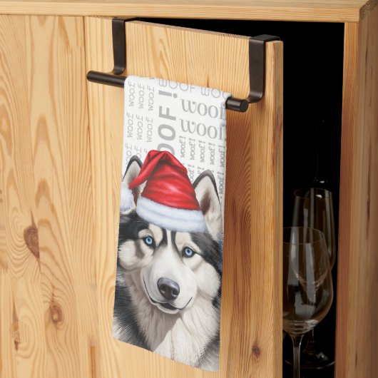 Linge De Cuisine Amusant chien de vacances Sibérie Husky Noël (Pliage en tiers)