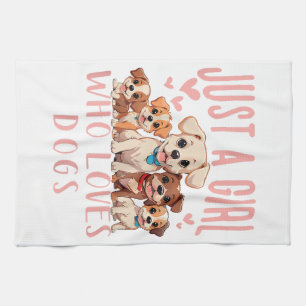 Linge De Cuisine Amusant Chiot Mignon Amoureux - Juste Une Fille Qu