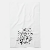 Linge De Cuisine Amusant Manger Boire Faire Peur Chat Halloween (Vertical)