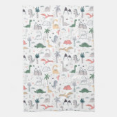 Linge De Cuisine Amusant Pastel Dinosaur Motif de scène (Vertical)