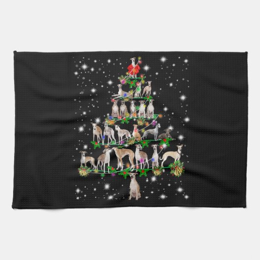 Linge De Cuisine Amusant Whippet Noël Arbre Ornament Décor cadeau (Horizontal)