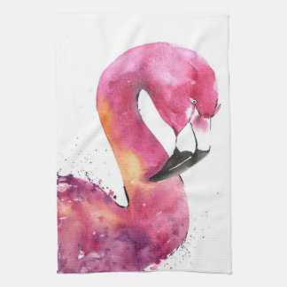 Linge De Cuisine Amusante Aquarelle rose Flamant rose cadeaux
