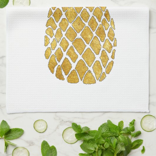 Linge De Cuisine ananas à l'apparence or (Plié)