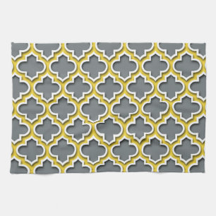 Linge De Cuisine Ananas au charbon de bois Quatrefoil blanc marocai