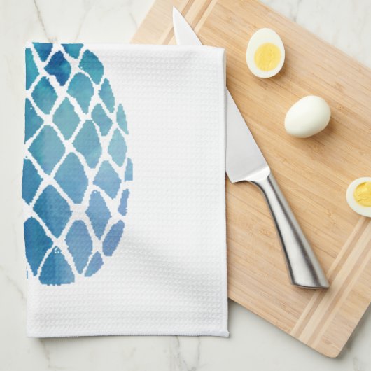 Linge De Cuisine ananas bleu (Quart Plié)