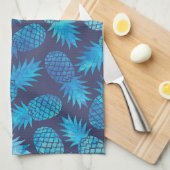 Linge De Cuisine Ananas bleus de colorant de cravate (Quart Plié)