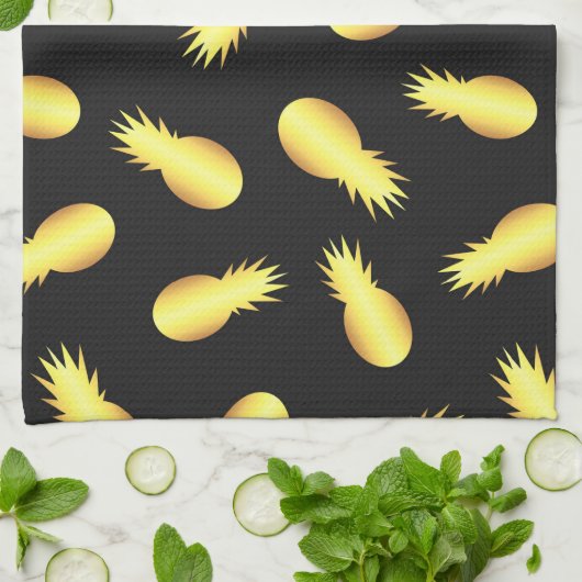 Linge De Cuisine Ananas d'or (Plié)