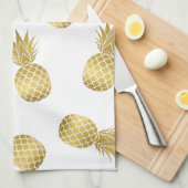 Linge De Cuisine Ananas d'or de Faux (Quart Plié)