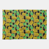 Linge De Cuisine Ananas d'or sur des rayures (Horizontal)
